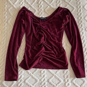 Electrica Women's Deep Red Ruched Blouse